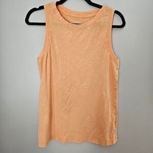 Time and Tru Tank Top Light Washed Orange Crewneck Solid Neutral Casual Summer